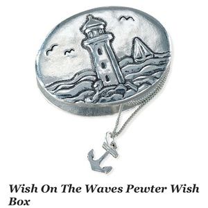 New Uno Alla Volta Wish On The Waves Pewter Wish Box Anchor Necklace